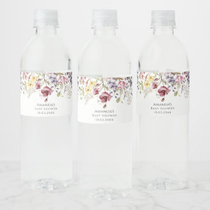 Baby In Bloom Wildflowers Baby Shower Water Bottle Label