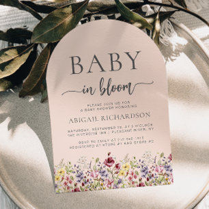 Baby in Bloom Wildflowers Blush Arch Baby Shower Invitation