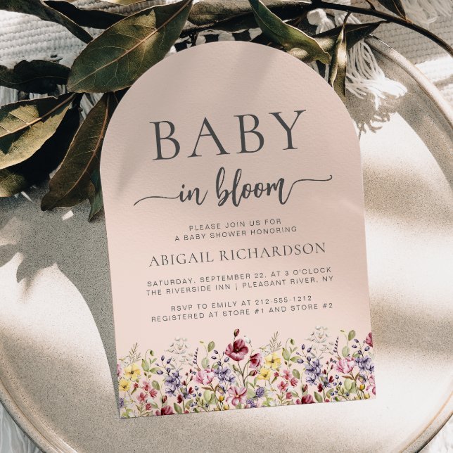 Baby in Bloom Wildflowers Blush Arch Baby Shower Invitation (Creator Uploaded)