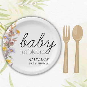 Baby In Bloom  Wildflowers Elegant Baby Shower  Paper Plate