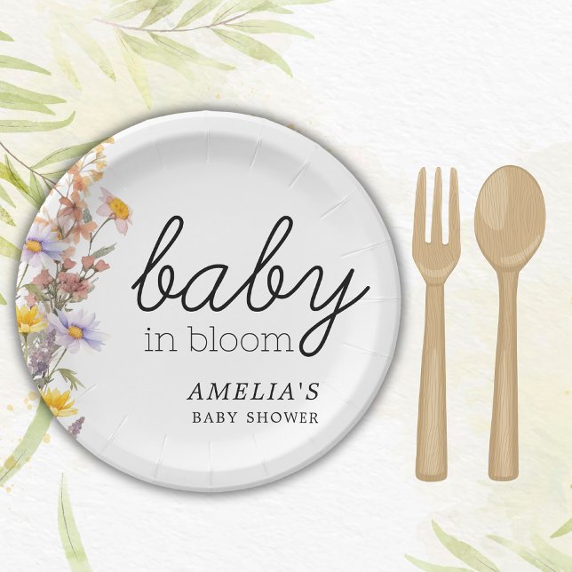 Baby In Bloom  Wildflowers Elegant Baby Shower  Paper Plate (Creator Uploaded)