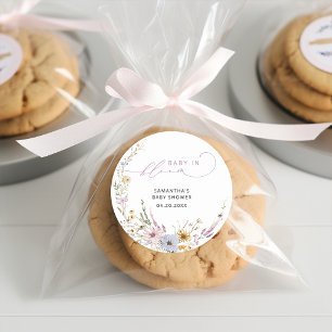 Baby In Bloom Wildflowers Floral Baby Shower Classic Round Sticker