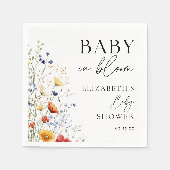 Baby In Bloom Wildflowers Floral Baby Shower Napkin (Front)