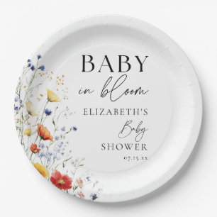 Baby In Bloom Wildflowers Floral Baby Shower Paper Plate