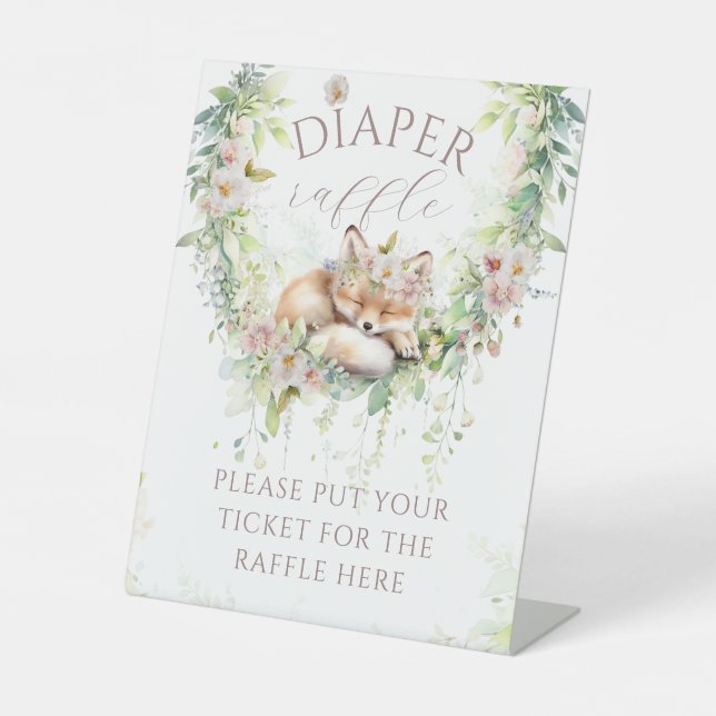 Baby in Bloom Woodland Floral Baby Girl Shower Pedestal Sign (Front)