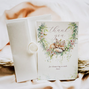 Baby in Bloom Woodland Floral Baby Girl Shower Thank You Card