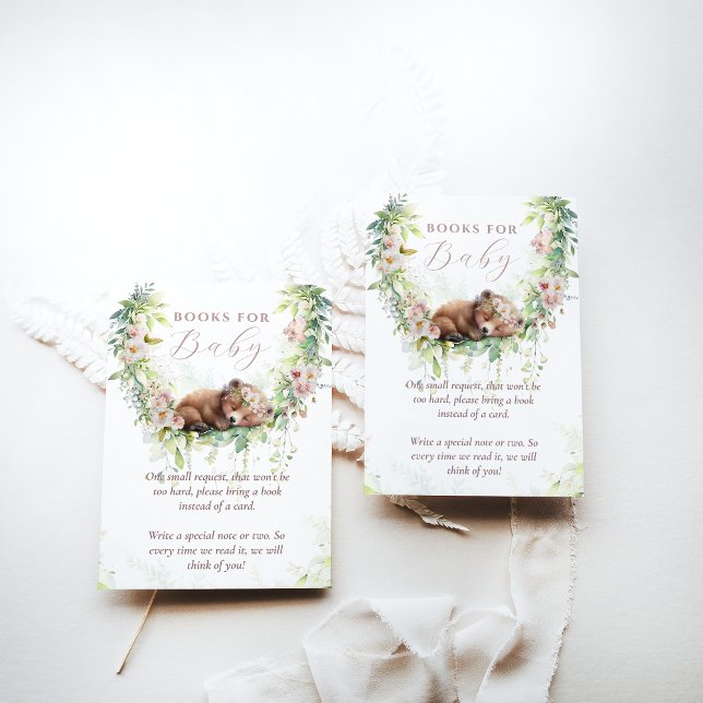 Baby in Bloom Woodland Floral Baby Shower Books Enclosure Card (Creator Uploaded)