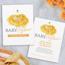 Baby in bloom yellow baby shower diaper raffle