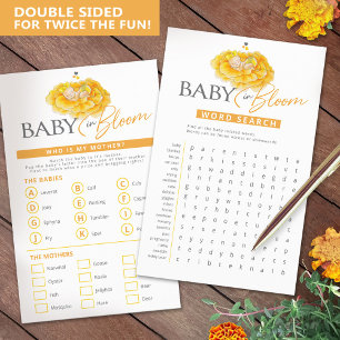 Baby in bloom yellow baby shower word search  flyer