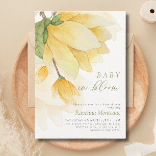 Baby in Bloom Yellow Clean Magnolia Baby Shower Invitation