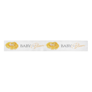 Baby in Bloom yellow orange grey baby shower Grosgrain Ribbon
