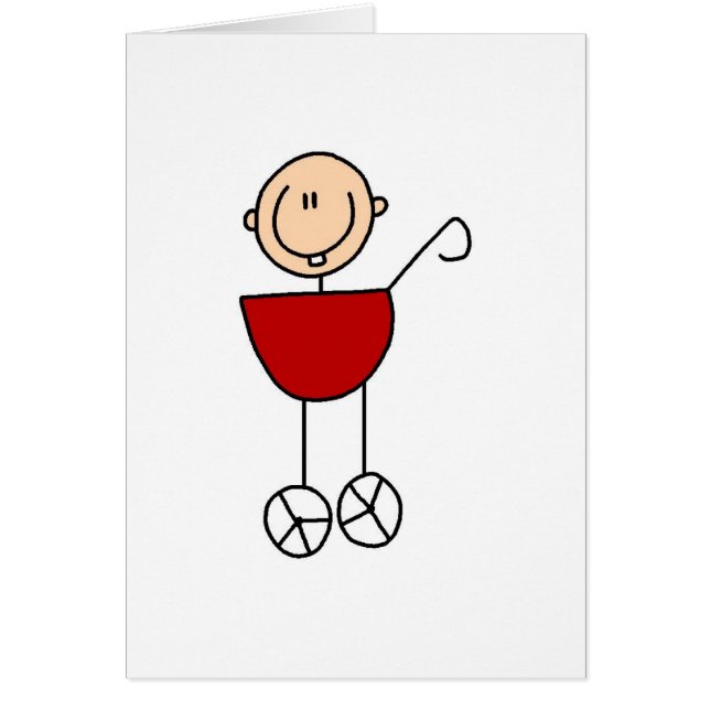 Baby In Carriage Stick Figure Card (Front)