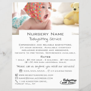 Baby in Cot, Babysitter, Daycare, Nursery Advert Flyer