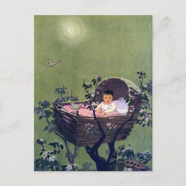 Baby in Cradle in Tree Lullaby Postcard (Front)