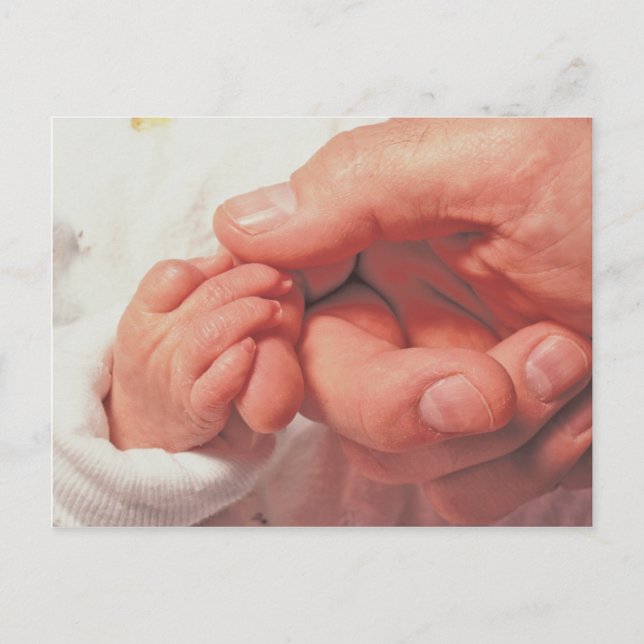 baby in dad hands postcard (Front)