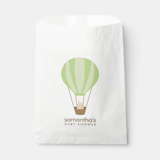 Baby in Green Balloon Baby Shower Favour Bags (Front)