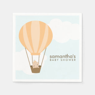Baby in Orange Hot Air Balloon Baby Shower Napkin