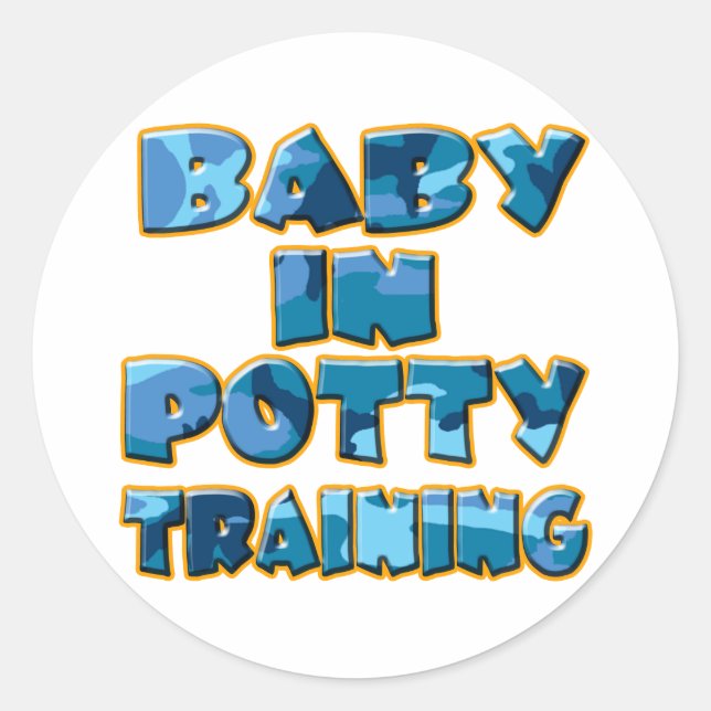 Baby in Potty Training (blue) Classic Round Sticker (Front)