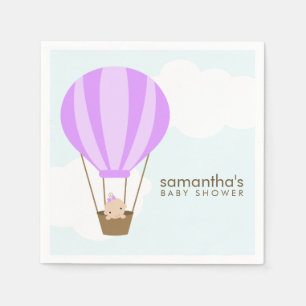 Baby in Purple Hot Air Balloon Baby Shower Napkin