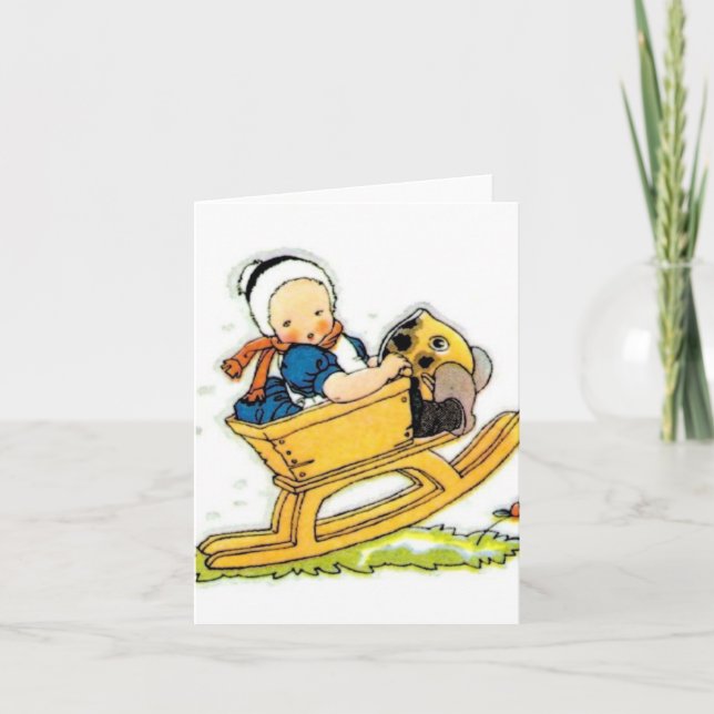 Baby in Rocker Vintage  Thank You Card (Front)