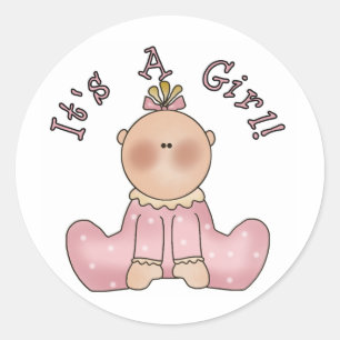 Baby in Sleeper It's a Girl Classic Round Sticker