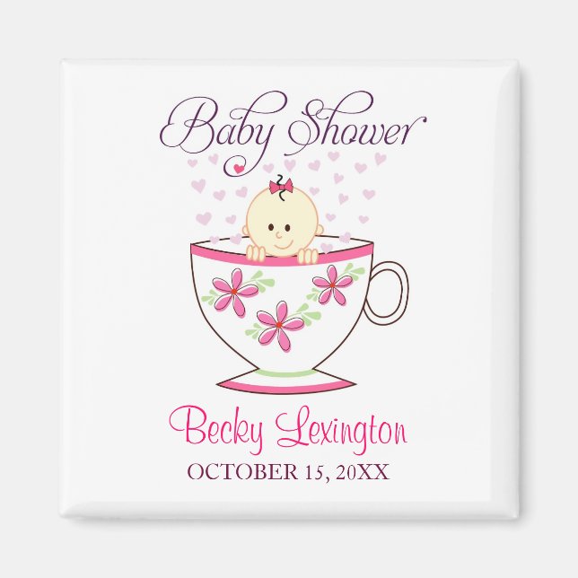 Baby in Tea Cup, Magnet Favours (Front)