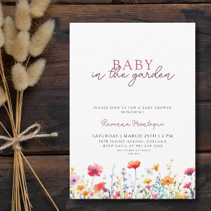 Baby in the Garden Boho Floral Elegant Baby Shower Invitation