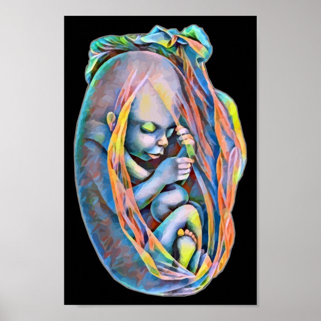 Baby In The Womb Abstract Human Anatomy Art Poster (Front)