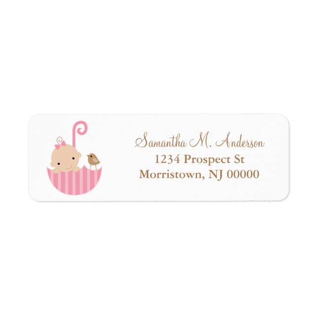 Baby in Umbrella Return Address Labels (Front)