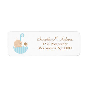 Baby in Umbrella Return Address Labels