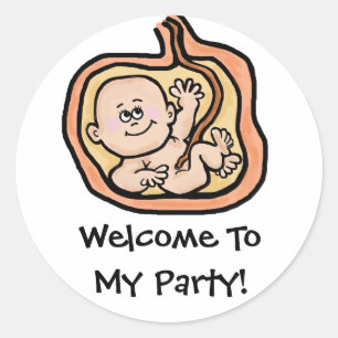 Baby in Womb Baby Shower Stickers