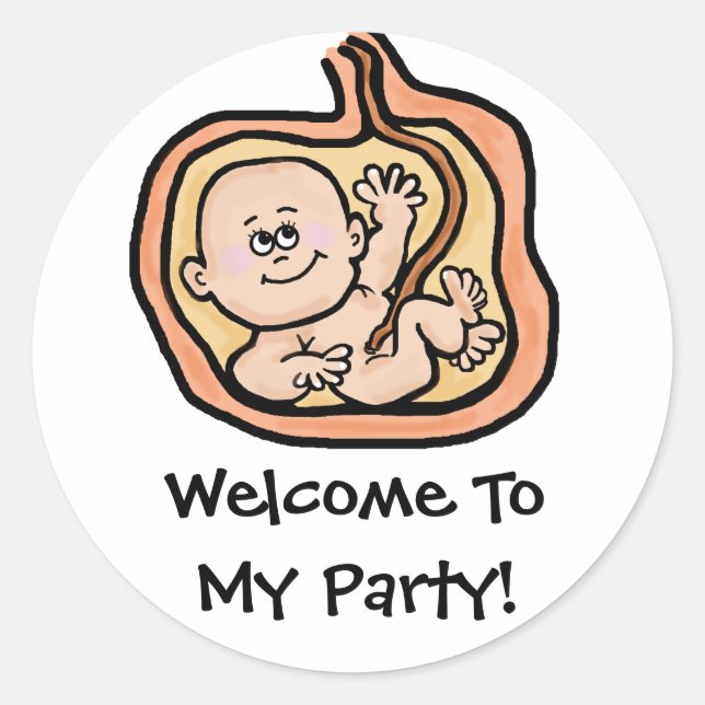 Baby in Womb  Baby Shower Stickers (Front)