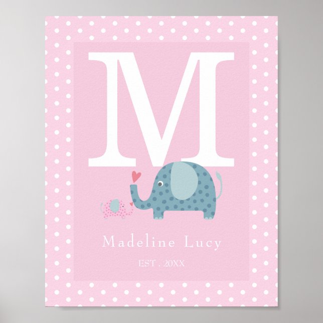 Baby Initial Monogram Nursery Poster (Front)