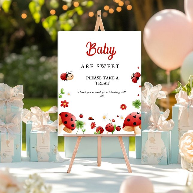 Baby insect lady bug girl baby shower Favour sign (Creator Uploaded)