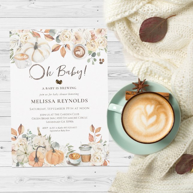 Baby is Brewing | Autumn Coffee Baby Shower Invitation (Creator Uploaded)