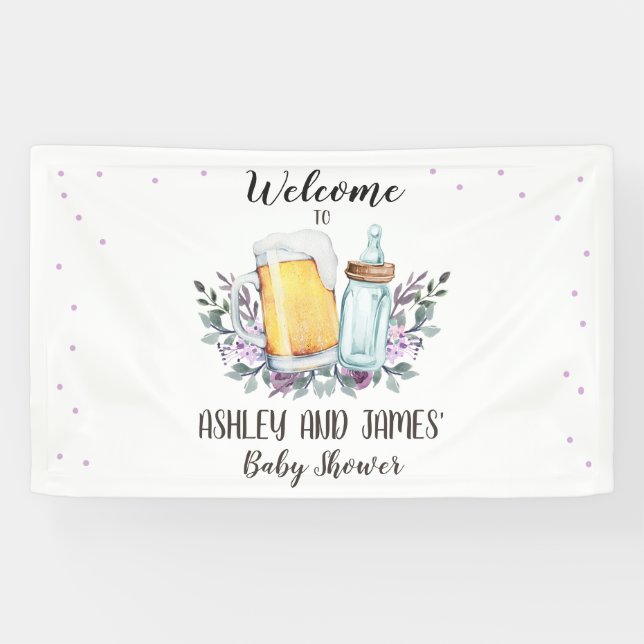 Baby is Brewing Baby Shower Couples Beer Bottle Banner (Horizontal)