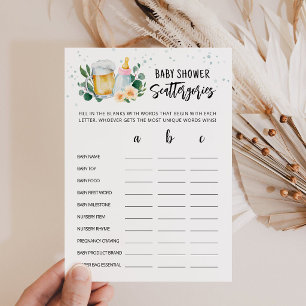 Baby Is Brewing Baby Shower Scattergories Card