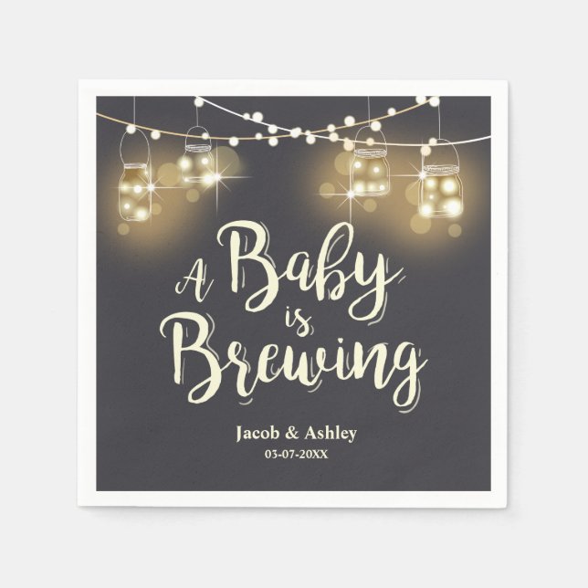 Baby is brewing bbq Baby shower couples Napkins (Front)