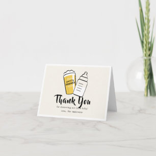 Baby is Brewing Beer Baby Bottle Beige Baby Shower Thank You Card