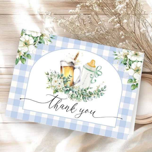 Baby Is Brewing Beer Baby Shower Boy Folded Thank You Card (Creator Uploaded)