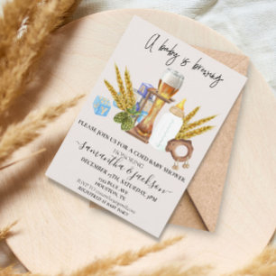 Baby is Brewing Beer Coed Shower Watercolor Invita Invitation