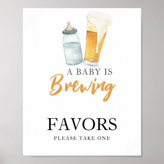 Baby is brewing beer Favours Poster (Front)