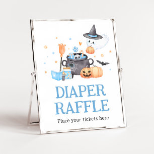 Baby is Brewing Blue Halloween Diaper Raffle Poster