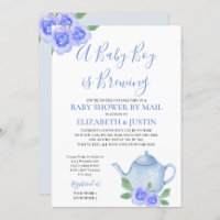 Baby is Brewing Blue Teapot Baby Shower by Mail