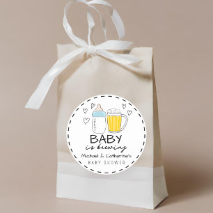 Baby Is Brewing Bottle Beer Glass Baby Shower Classic Round Sticker