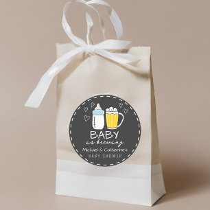 Baby Is Brewing Bottle Beer Glass Baby Shower Classic Round Sticker