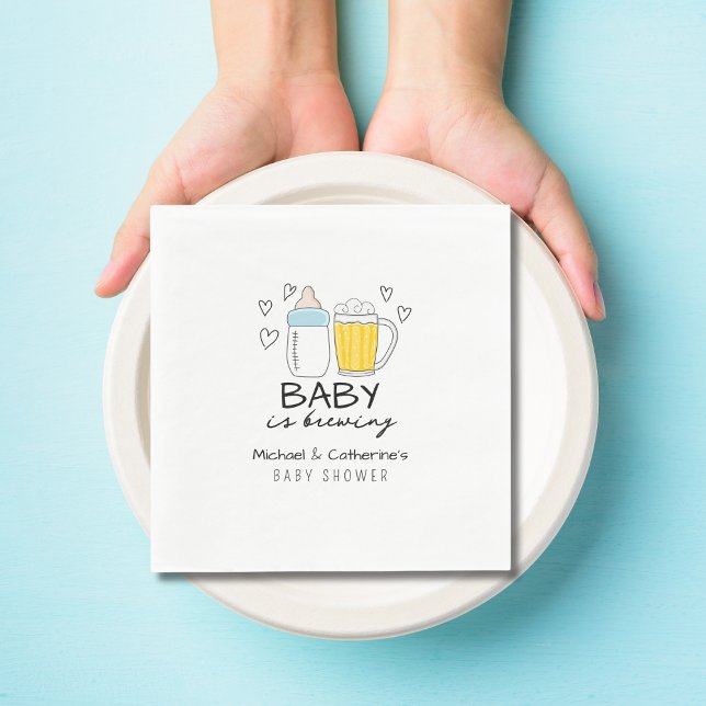 Baby Is Brewing Bottle Beer Glass Baby Shower Napkin (Creator Uploaded)