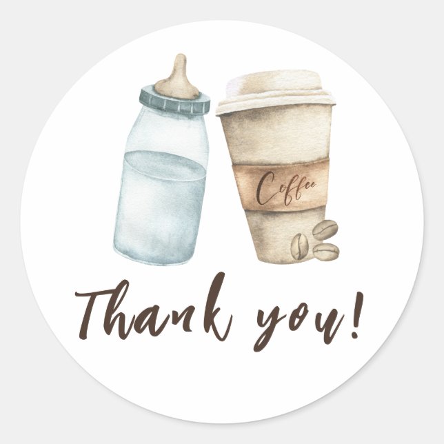 Baby is Brewing Bottle Coffee Thank you Classic Round Sticker (Front)