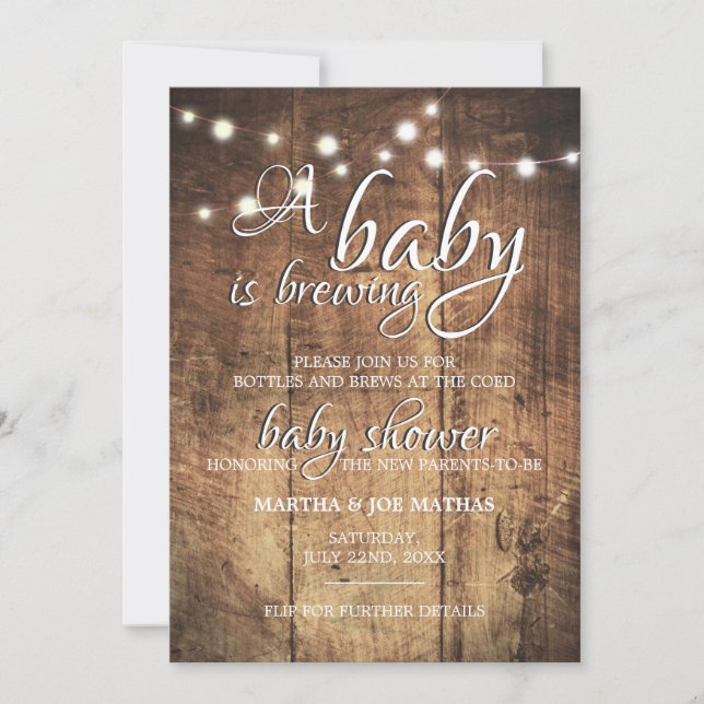 Baby Is Brewing Bottles And Brews Coed Baby Shower Invitation (Front)