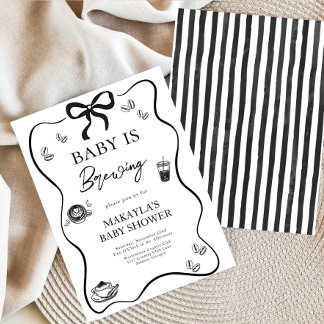Baby is Brewing bow Coffee Espresso Baby Shower Invitation